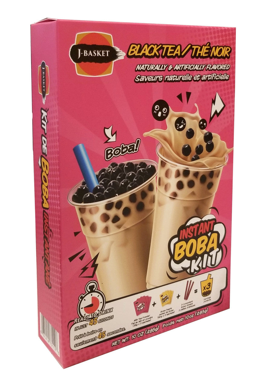 J-Basket Instant Boba Kit, Black Tea Flavor, 285g/10 oz. Box {Imported from Canada}