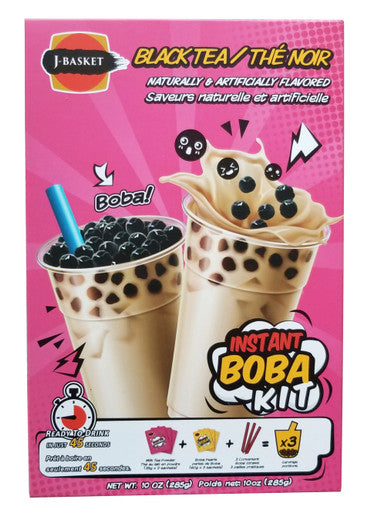 J-Basket Instant Boba Kit, Black Tea Flavor, 285g/10 oz. Box {Imported from Canada}