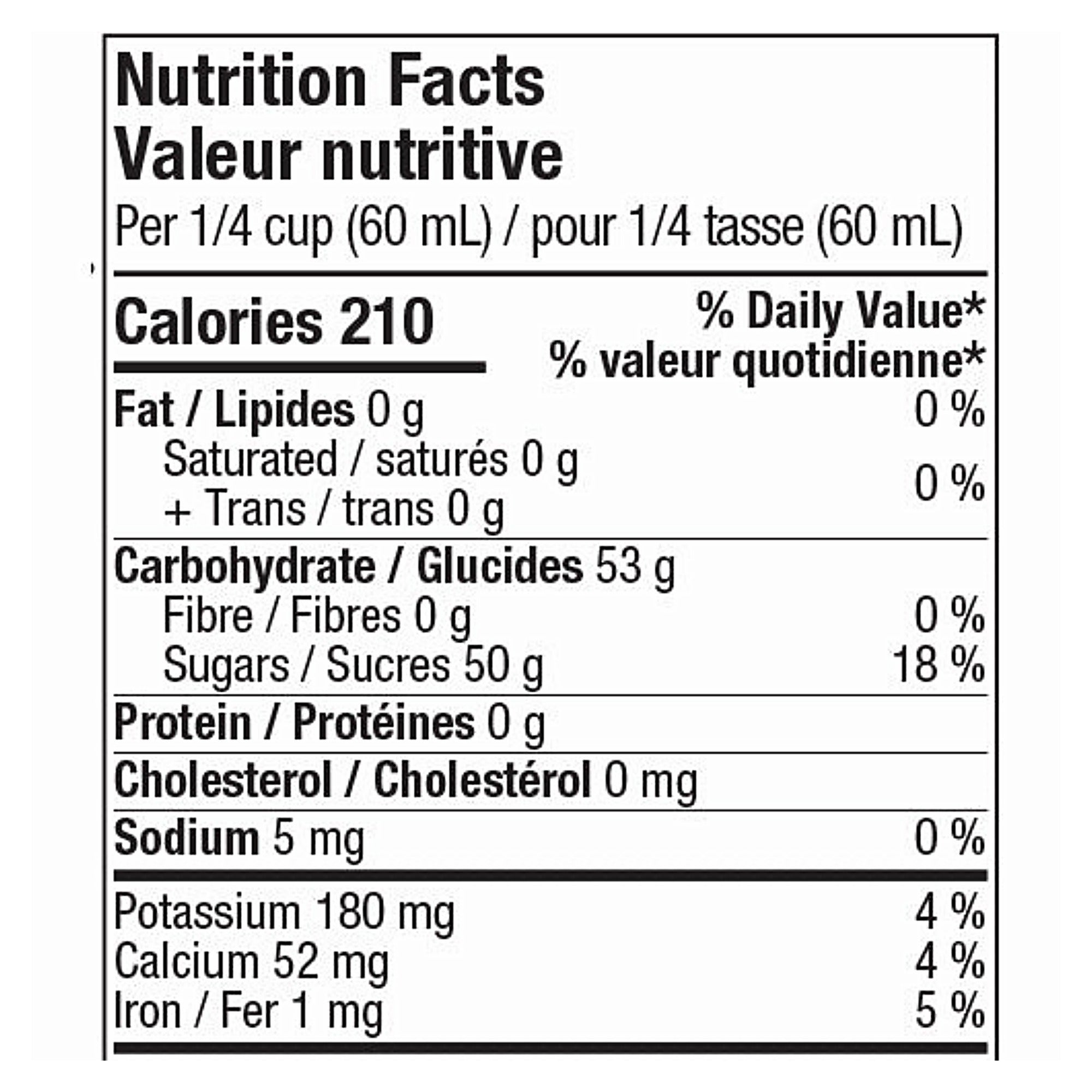 Nutrition facts label for Jakeman's pure maple syrup.
