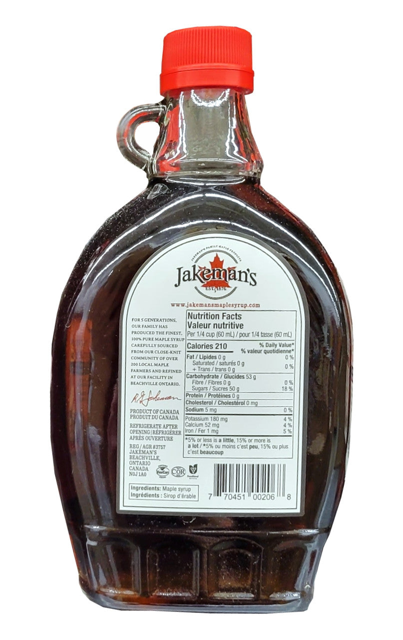 Jakeman's Pure Maple Syrup, Canada Grade A, Amber, 500mL/16.9 fl. oz., Jug {Imported from Canada}