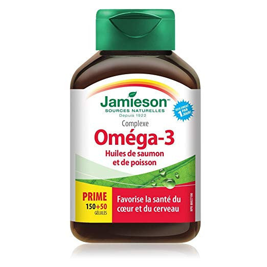 Jamieson Salmon & Fish Oils Omega-3 Complex 200ct Bottle 1,000 mg Bottle