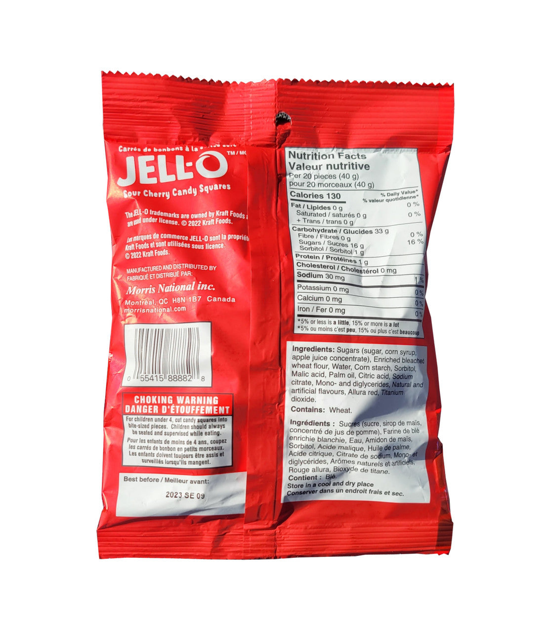Jell-O Sour Cherry Candy Squares, 127g/4.5oz. (Imported from Canada)