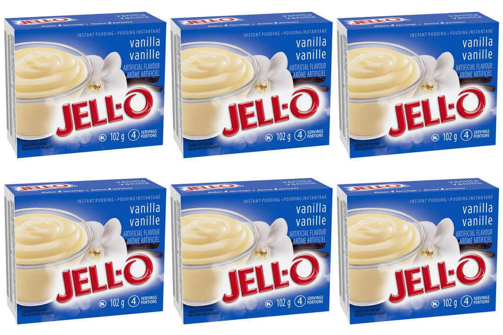 Jello Vanilla Instant Pudding, 102g/3.6oz., X 6 pkg, {Imported from Canada}