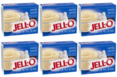 Jello Vanilla Instant Pudding, 102g/3.6oz., X 6 pkg, {Imported from Canada}