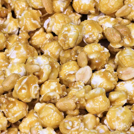Close-up of caramel popcorn with a close-up view