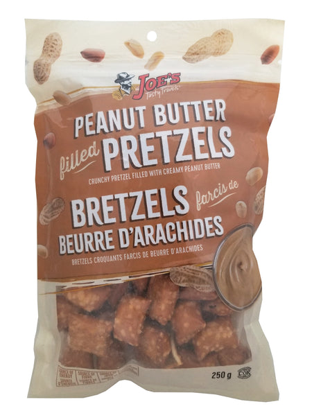 Joe's Tasty Travels Peanut Butter filled Pretzels, 250g/8.75 oz. Bag Front Side
