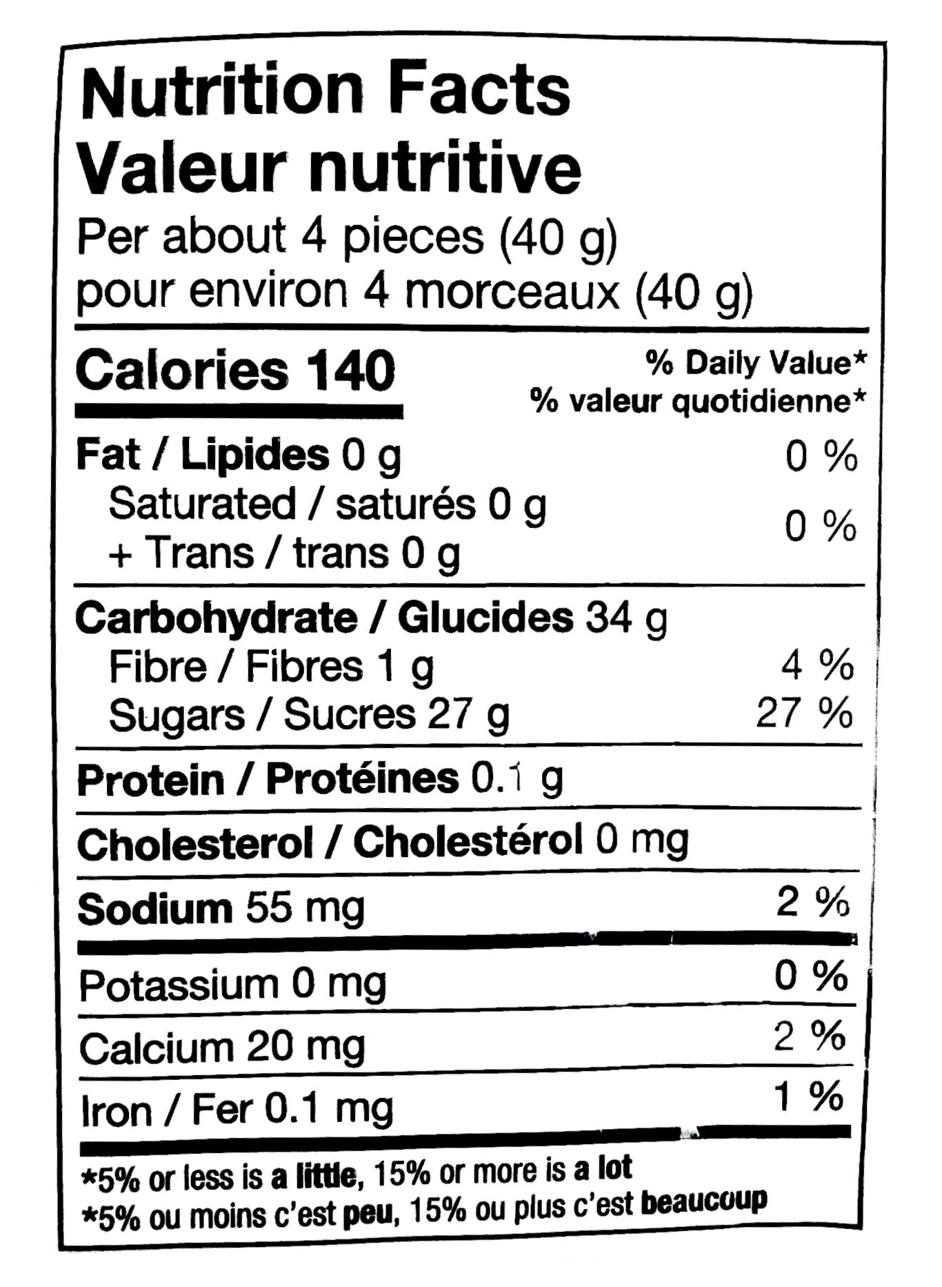 Joe's Tasty Travels Sweetened Dried Mango Slices, 300g, nutrition facts label.