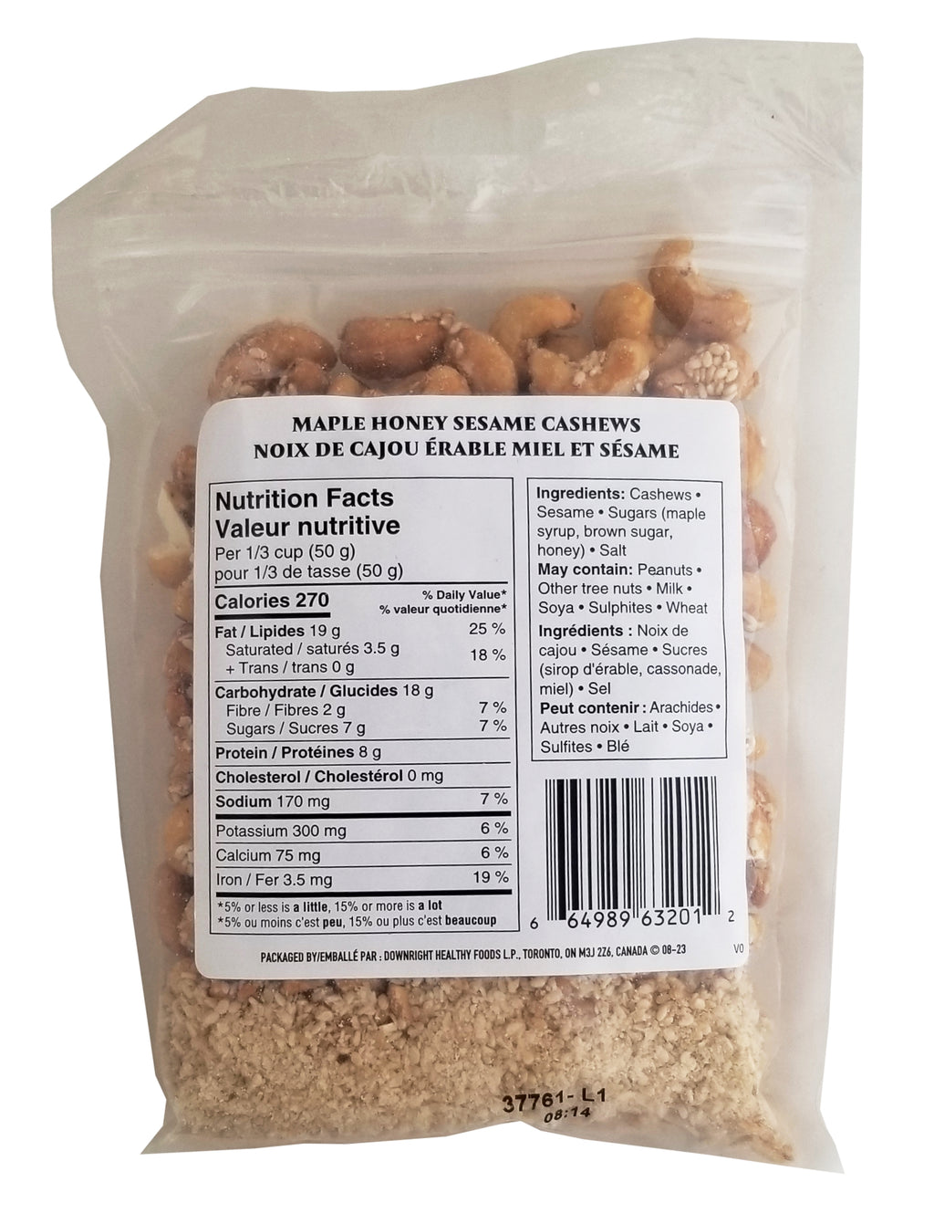 Joe's Tasty Travels Maple Honey Sesame Cashews, 250g/8.75 oz. Bag