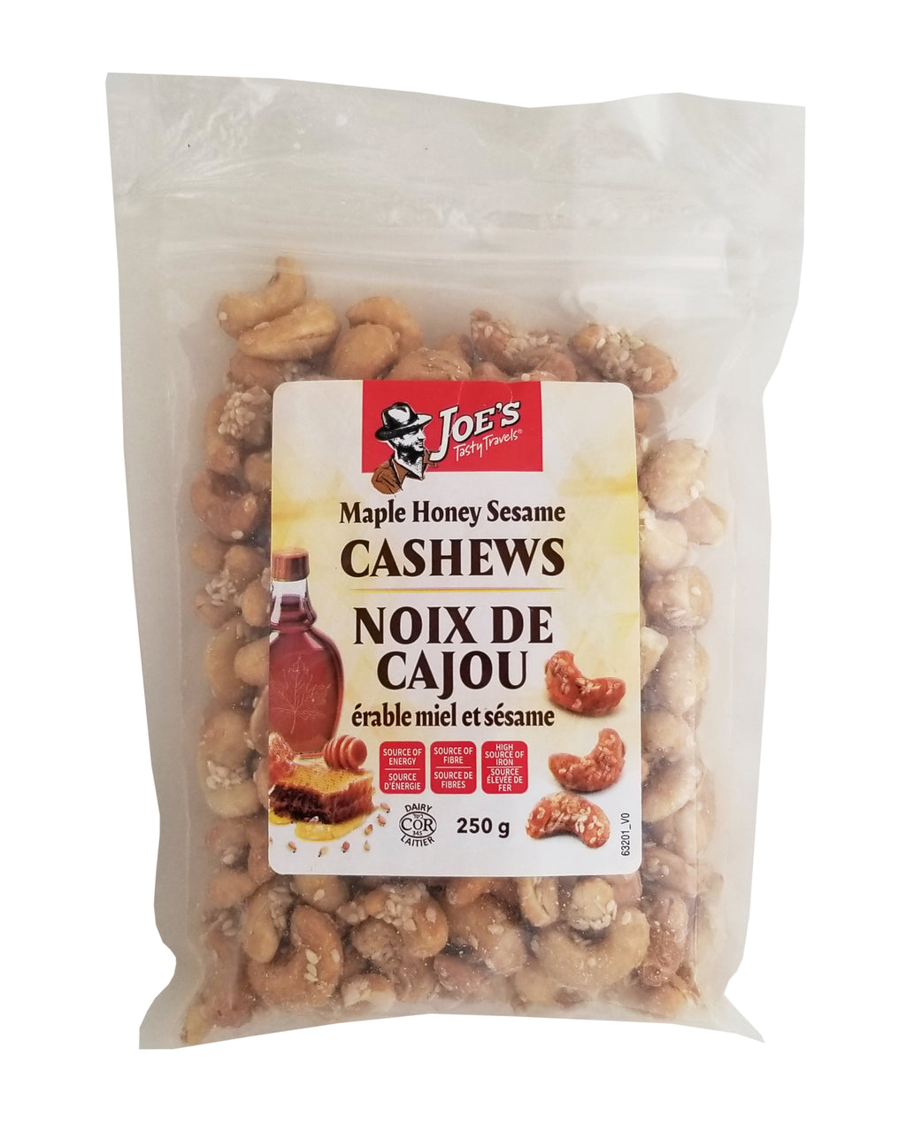 Joe's Tasty Travels Maple Honey Sesame Cashews, 250g/8.75 oz. Bag