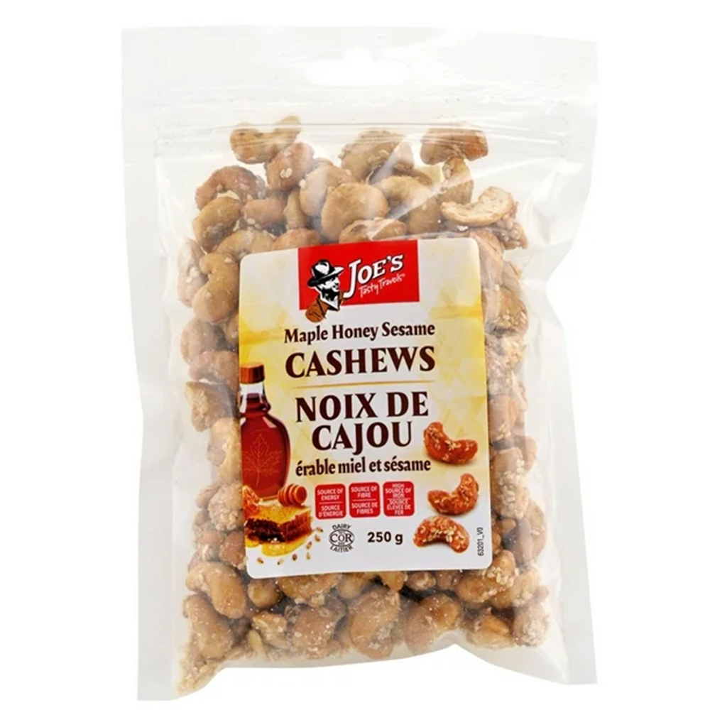 Joe's Tasty Travels Maple Honey Sesame Cashews, 250g/8.75 oz. Bag