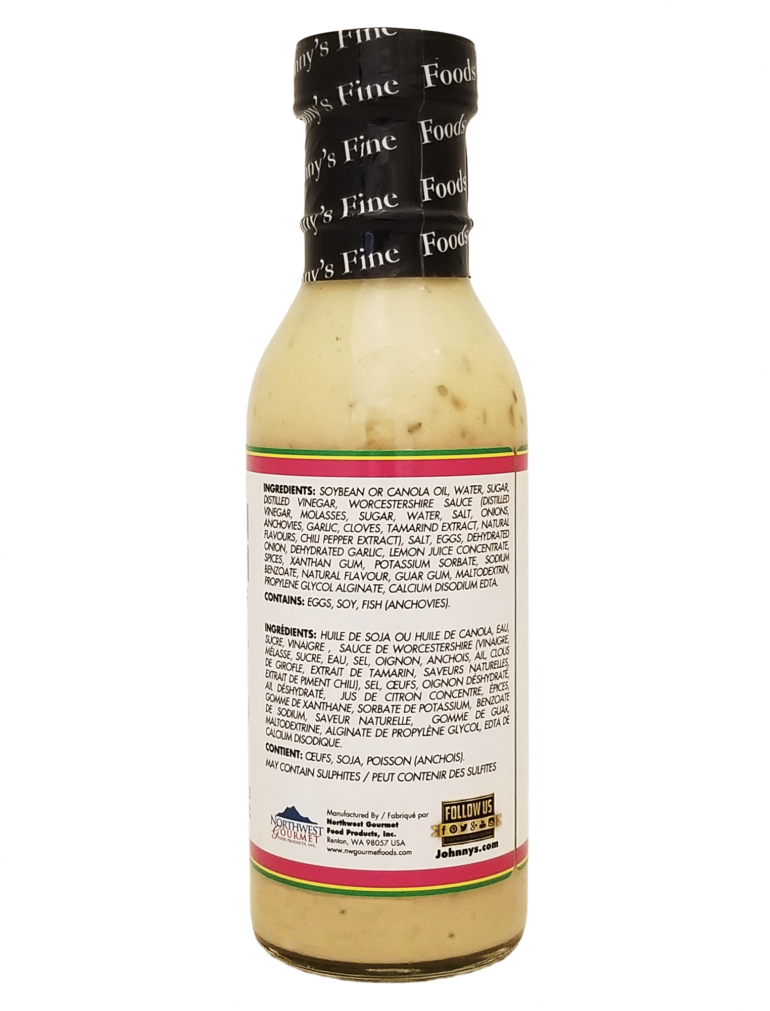 Side of a Johnny's Jamaica Mistake Dressing, Creamy Salad Dressing - 354ml bottle on a white ackground