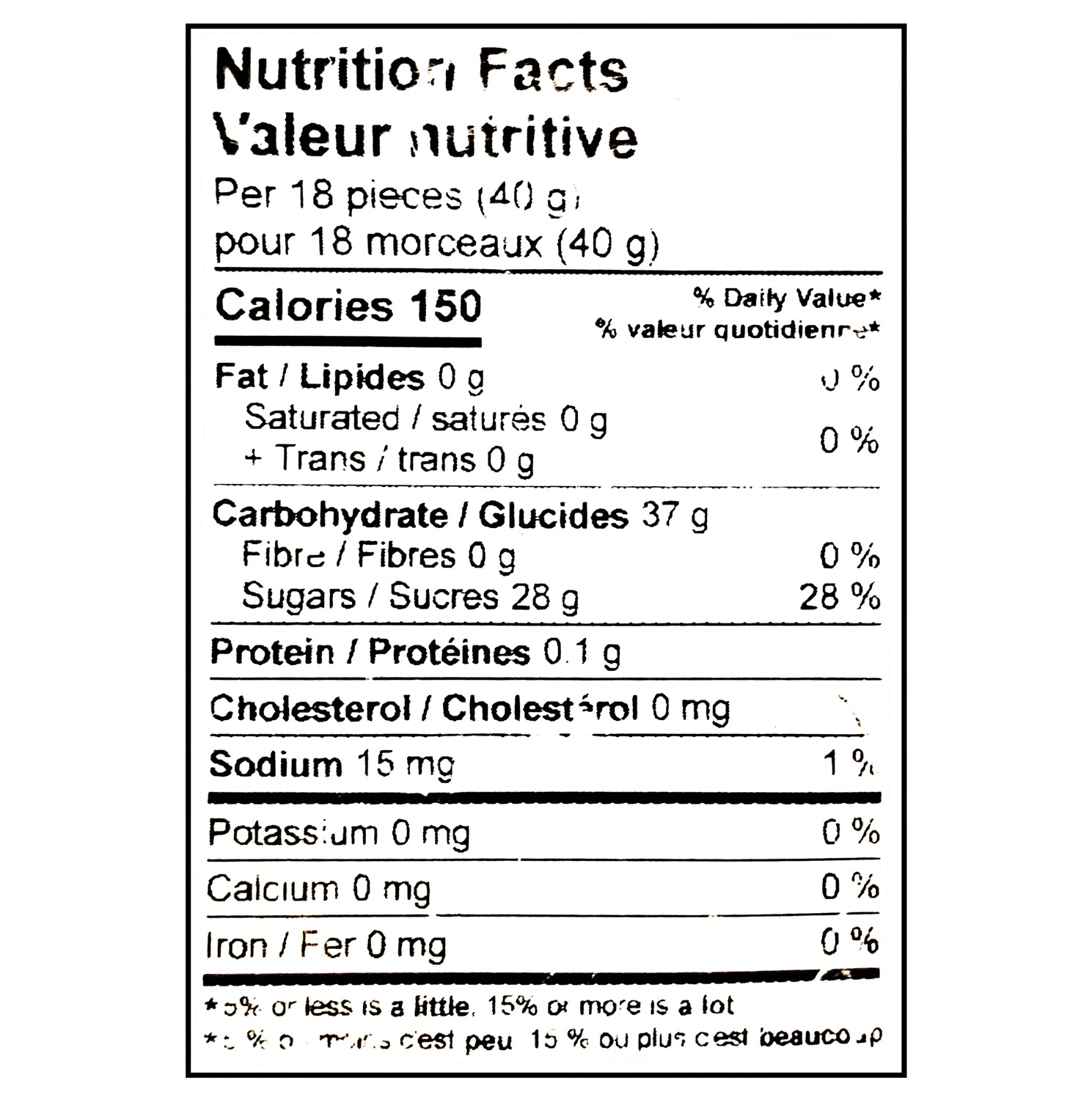 John Vince Foods Jelly Beans 330g nutrition facts label