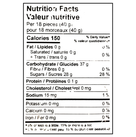 John Vince Foods Jelly Beans 330g nutrition facts label