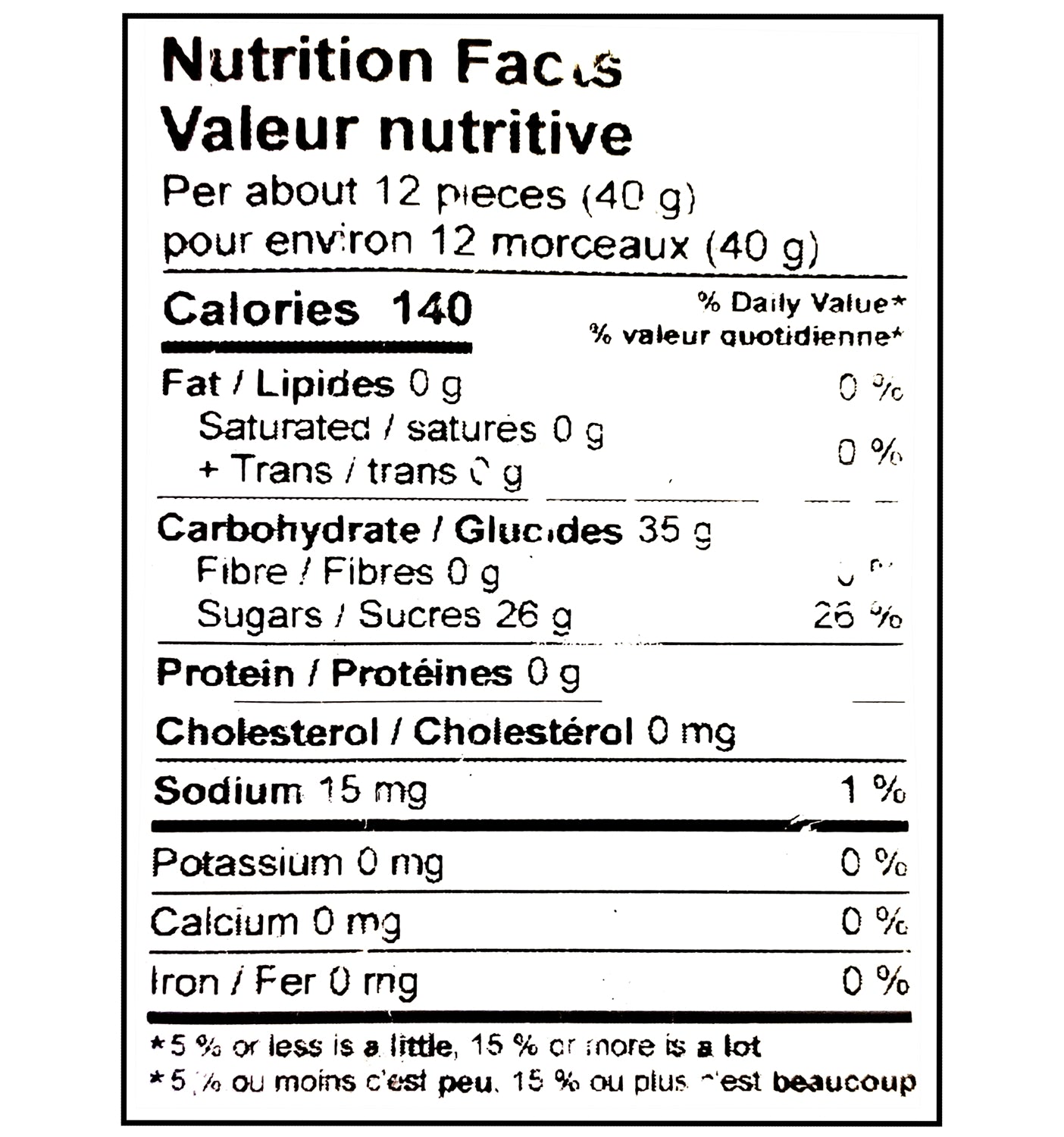 John Vince Foods Sour Cherries 300g nutrition facts label