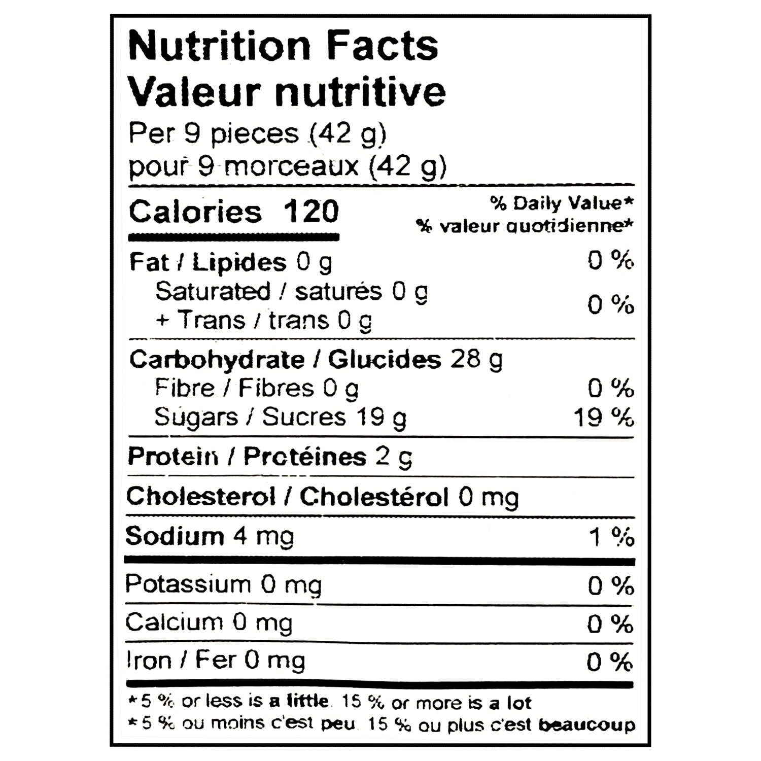 John Vince Foods Wine Gums 280g nutrition facts label