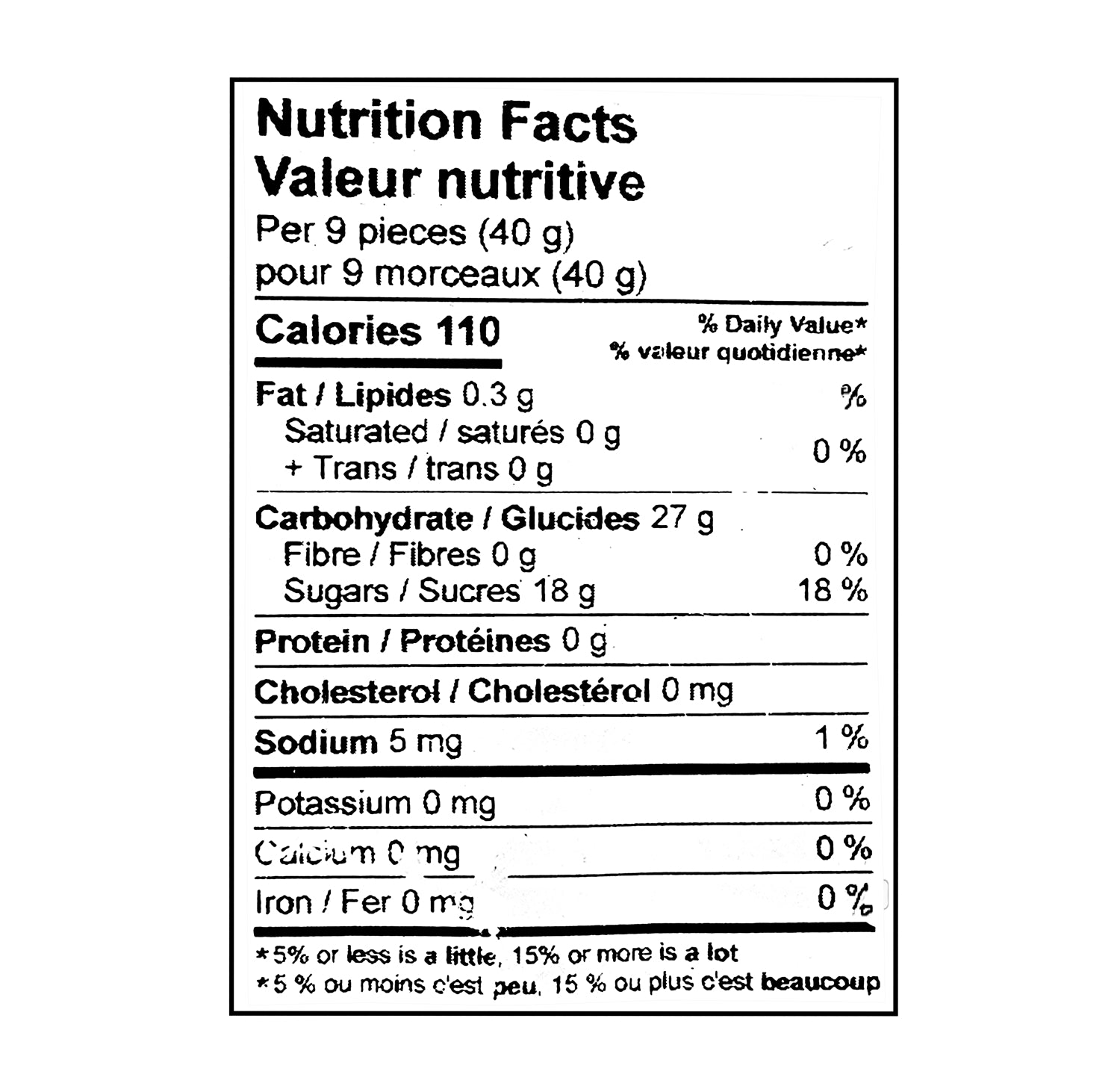John Vince Foods Assorted Jube Fish 280g nutrition facts label