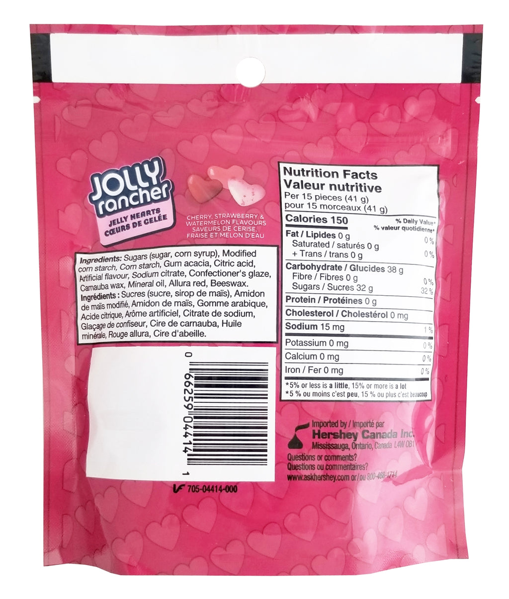 Jolly Rancher Jelly Hearts, Cherry, Strawberry & Watermelon Flavors, 250g/8.75 oz