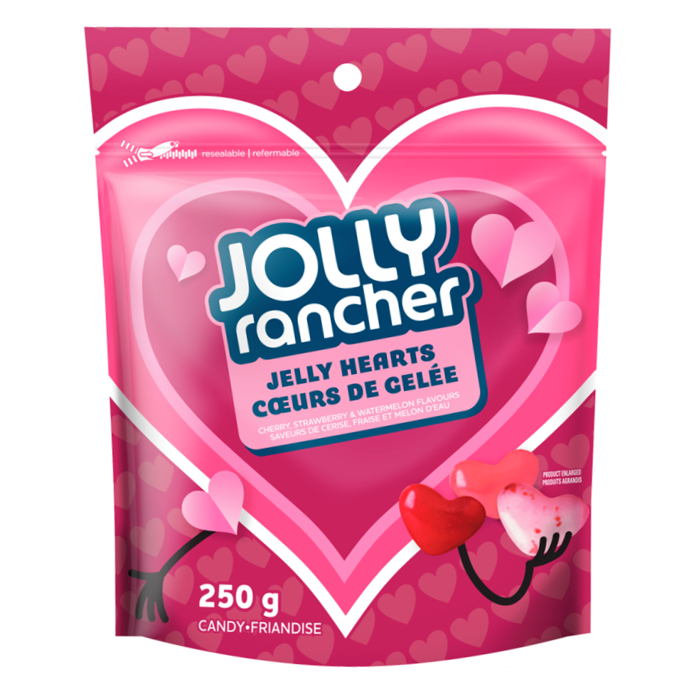 Jolly Rancher Jelly Hearts, Cherry, Strawberry & Watermelon Flavors, 250g/8.75 oz