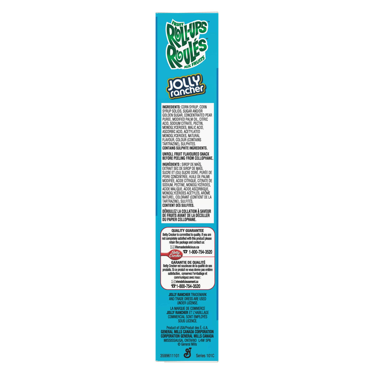Jolly Rancher Fruit Roll-Ups, Gluten Free Flavoured Snacks, 141g/5 oz Box Ingredients