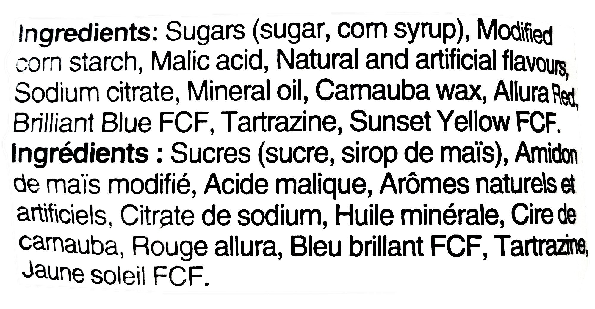 Jolly Rancher Gummies, Original Flavors, 182g/6.4 oz., ingredients label.