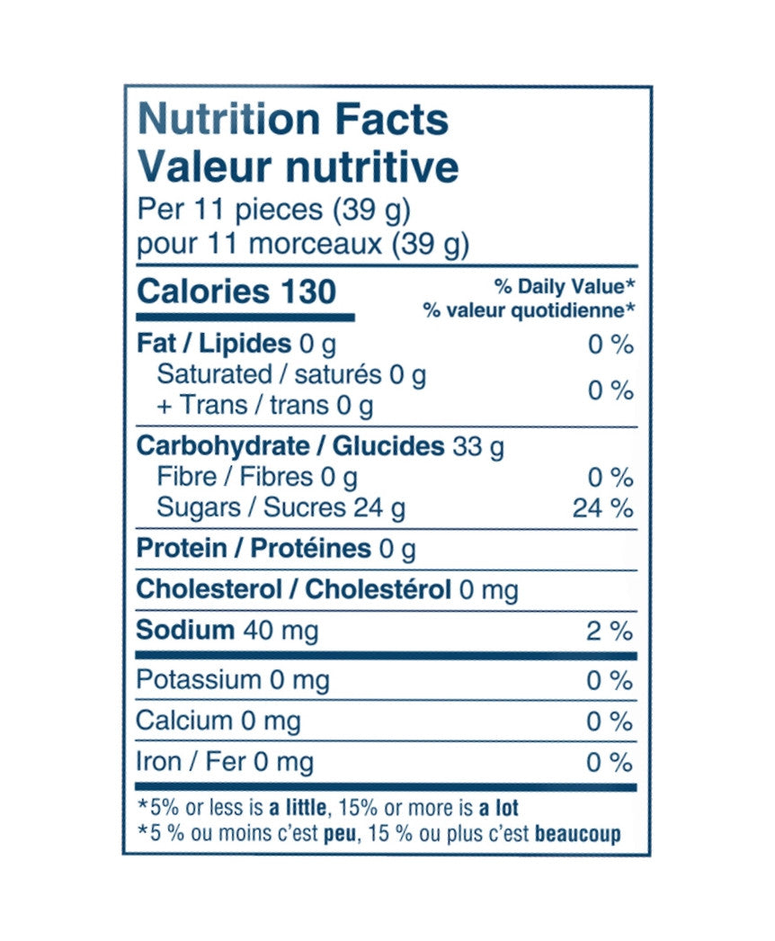 Jolly Rancher Gummies Sours, Berries Flavors, 182g/6.4 oz. Bag Nutrition Facts