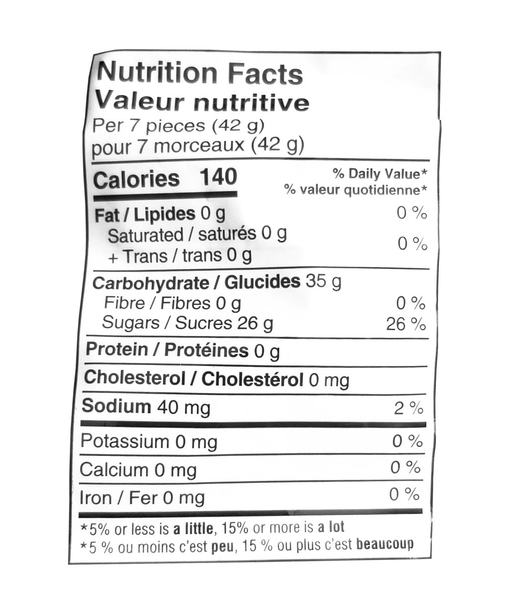 Jolly Rancher Misfits Assorted Sours Gummies, 355g/12.4 oz. - Nutrition Facts Label