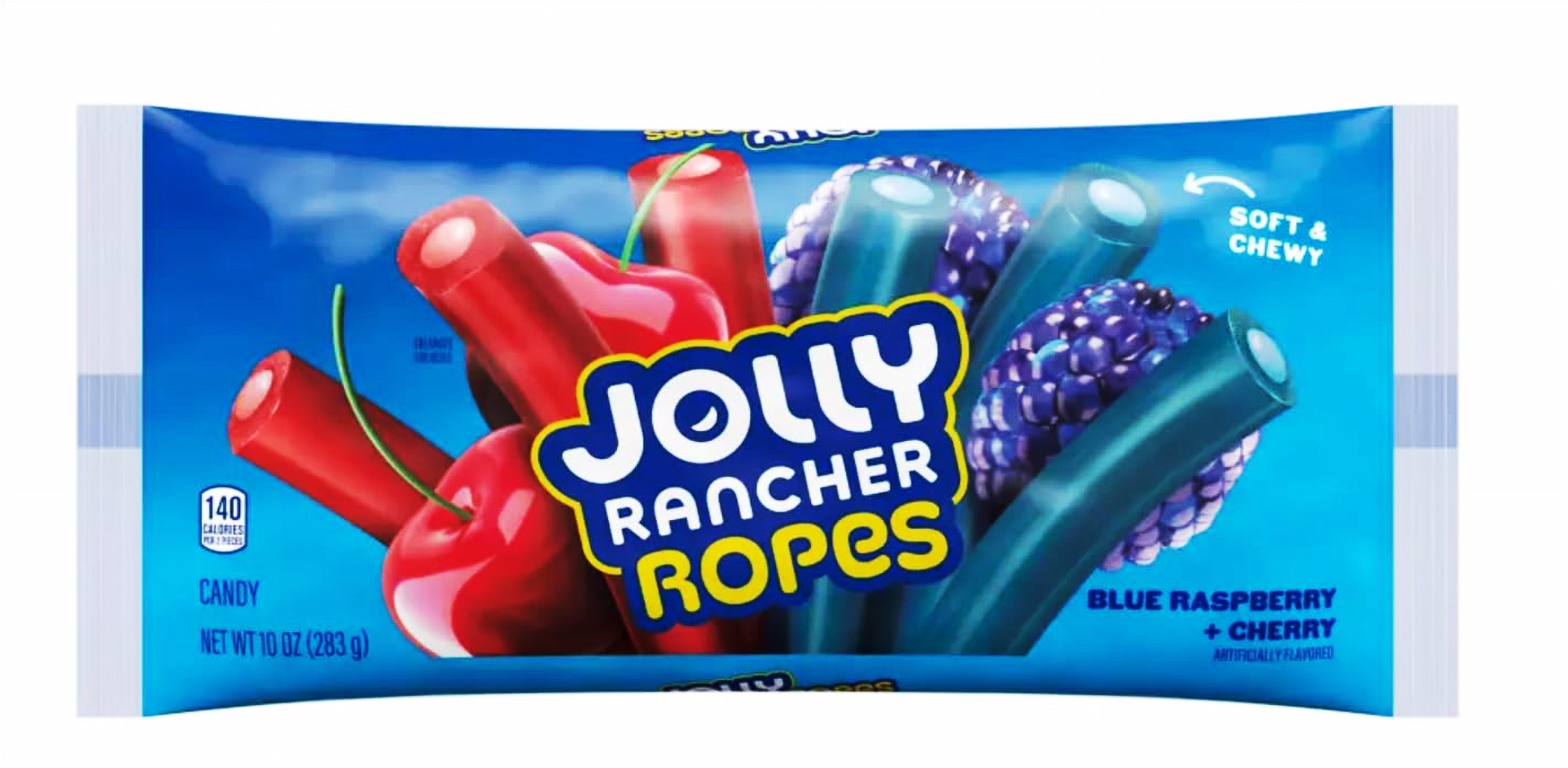 Jolly Rancher Color Background Jolly Rancher Blue Raspberry & Cherry Flavored Gummy Ropes, 283g/9.9 o