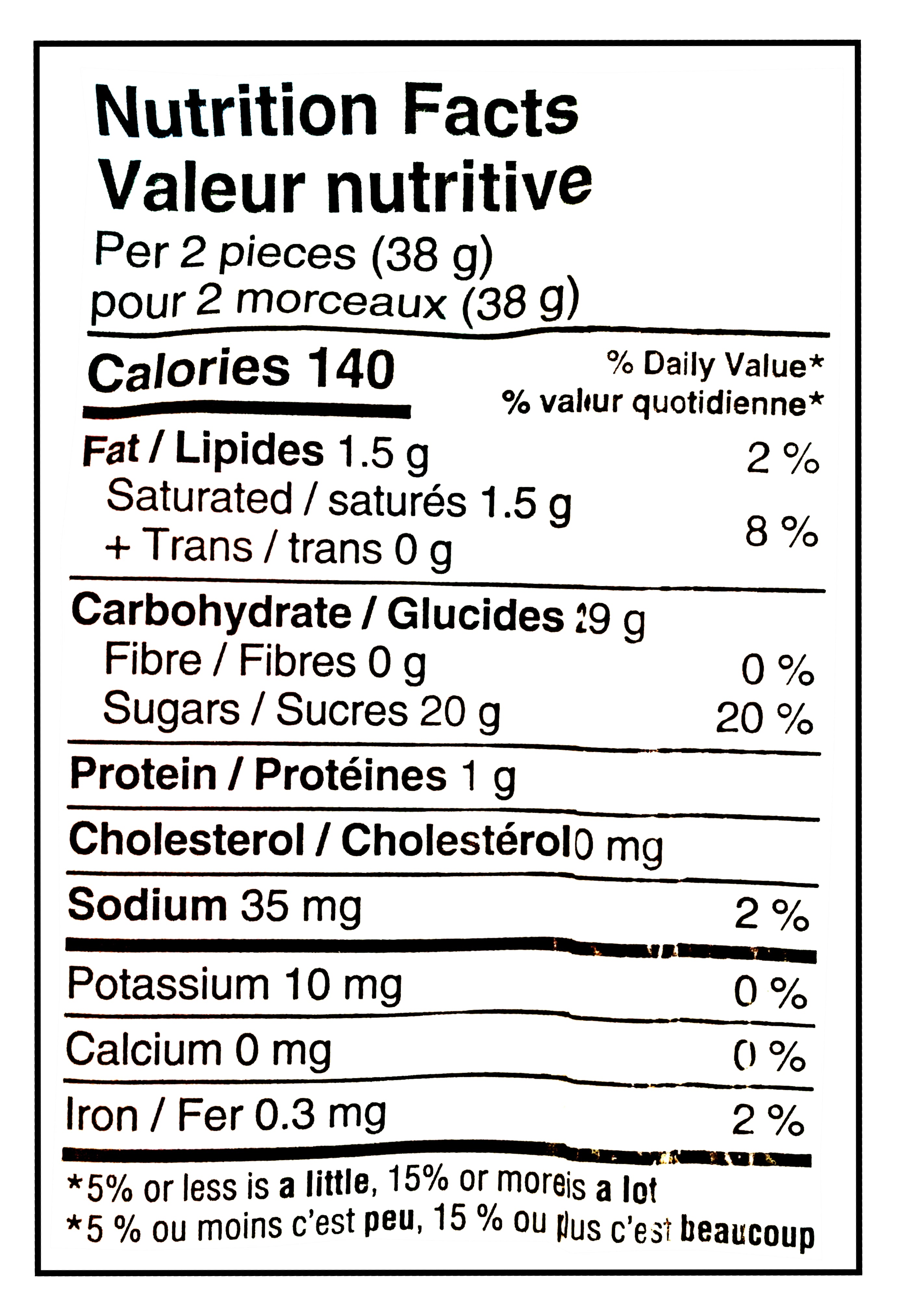 Jolly Rancher Blue Raspberry & Cherry Flavored Gummy Ropes, 283g/9.9 oz - Nutrition facts label 