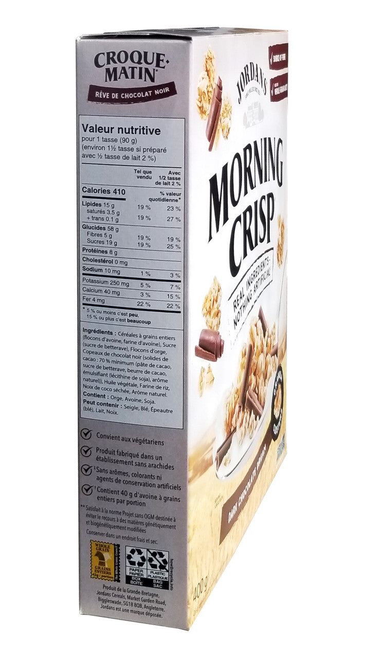 Jordans Morning Crisp Cereal, Dark Chocolate Dream, 400g/14 oz. Box(Imported from Canada)