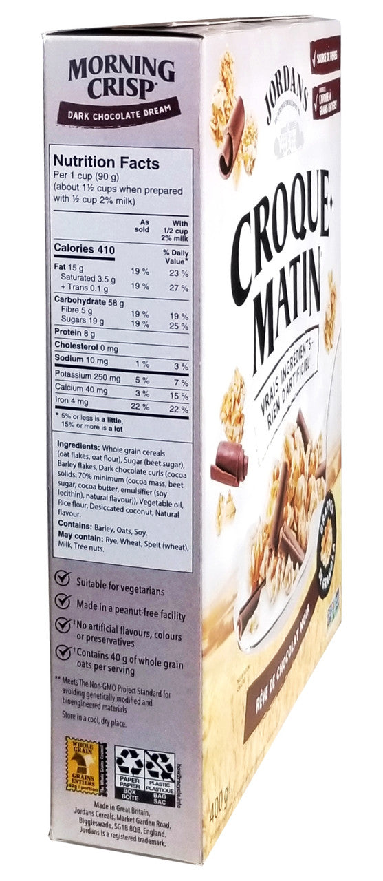 Jordans Morning Crisp Cereal, Dark Chocolate Dream, 400g/14 oz. Box(Imported from Canada)