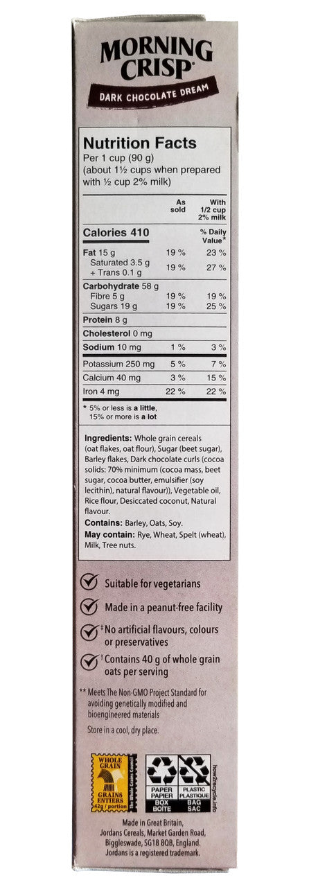 Jordans Morning Crisp Cereal, Dark Chocolate Dream, 400g/14 oz. Box(Imported from Canada)