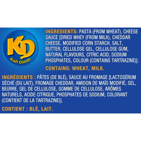 KD Kraft Dinner Extra Creamy Mac & Cheese 200g/7.1 oz - Ingredients