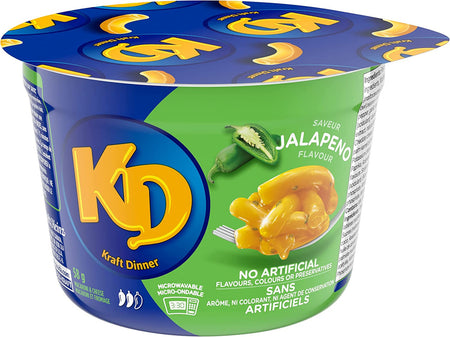 KD Kraft Dinner Jalapeno Flavor Snack Cups, 58g/2 oz. 1 Cup Front