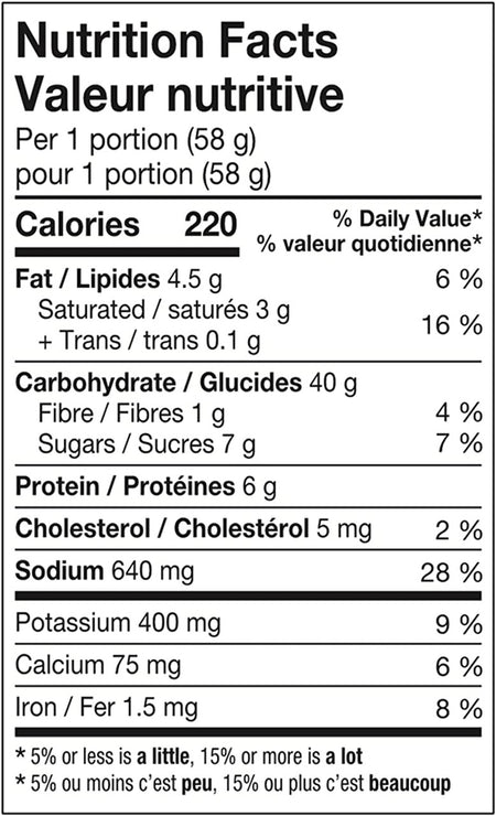 KD Kraft Dinner Jalapeno Flavor Snack Cups, 58g/2 oz. 1 Cup Nutritional Facts