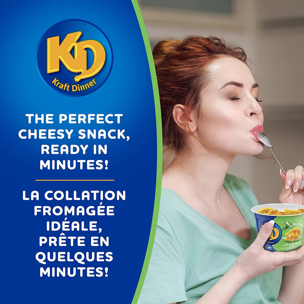 KD Kraft Dinner Jalapeno Flavor Snack Cups, 58g/2 oz. 1 Cup Ready In Minutes