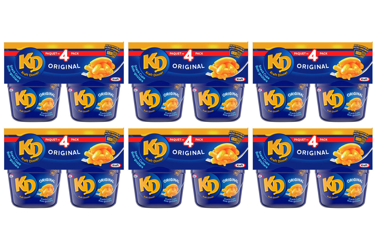 Kraft Dinner Snack Cups Original Macaroni & Cheese, 24 Pack (6 Boxes of 4 Cups) {Imported from Canada}