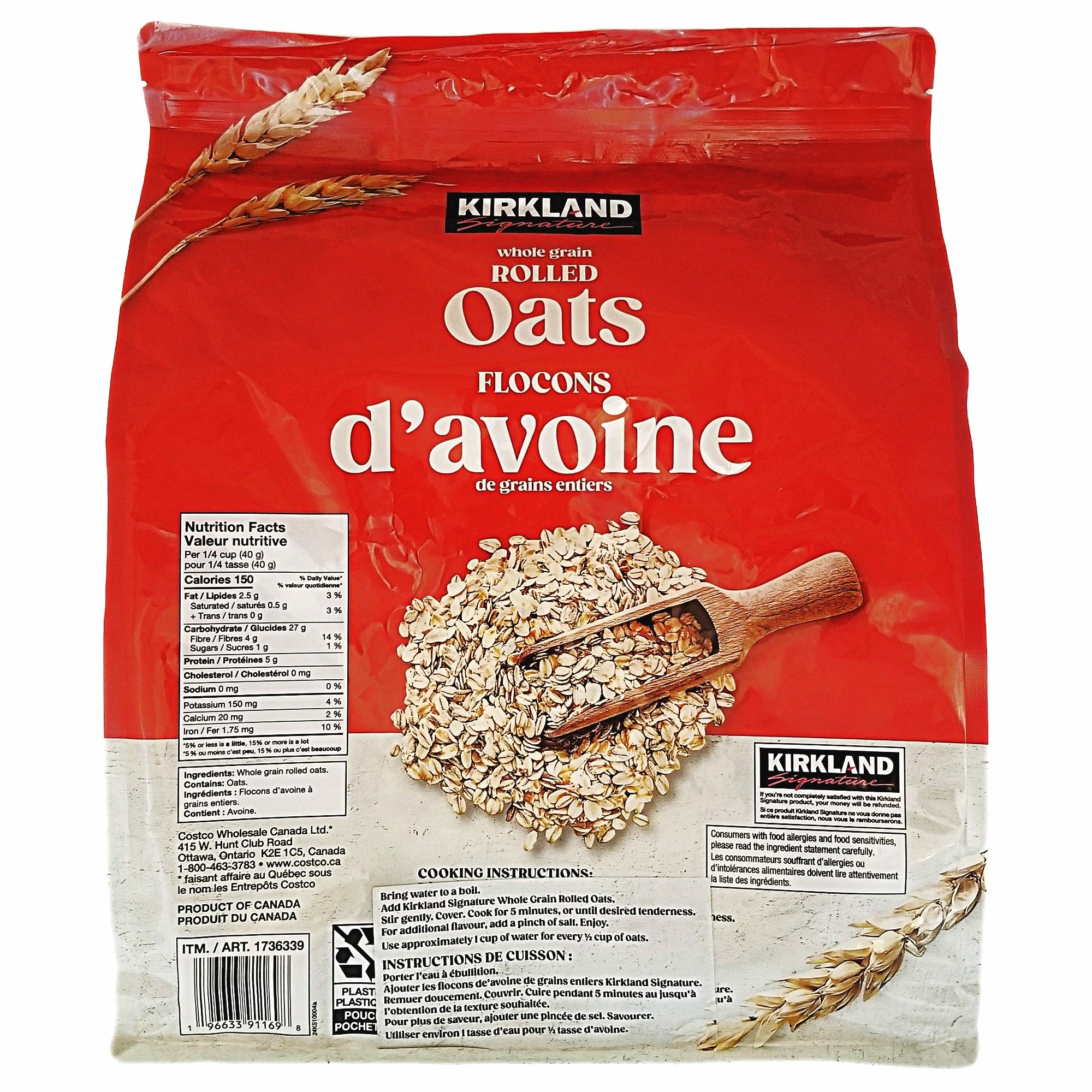 Kirkland Signature Whole Grain Rolled Oats 4.54 kg (160 oz)