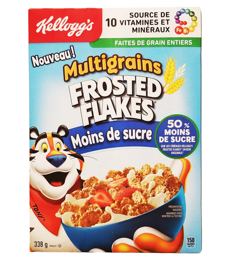 Kellogg's Frosted Flakes Less Sugar 338g back of package
