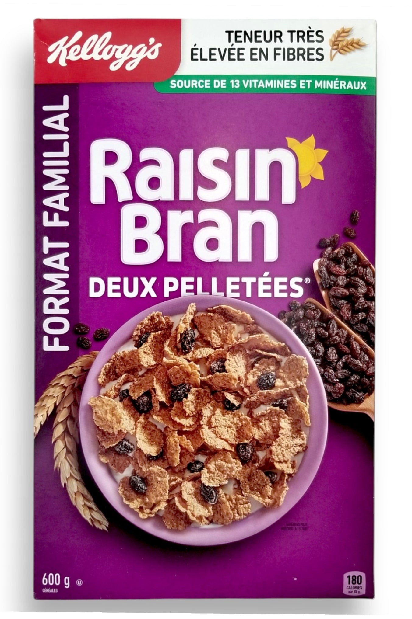 Kellogg's, Two Scoops, Raisin Bran Cereal, 600g/21.2 oz - Back