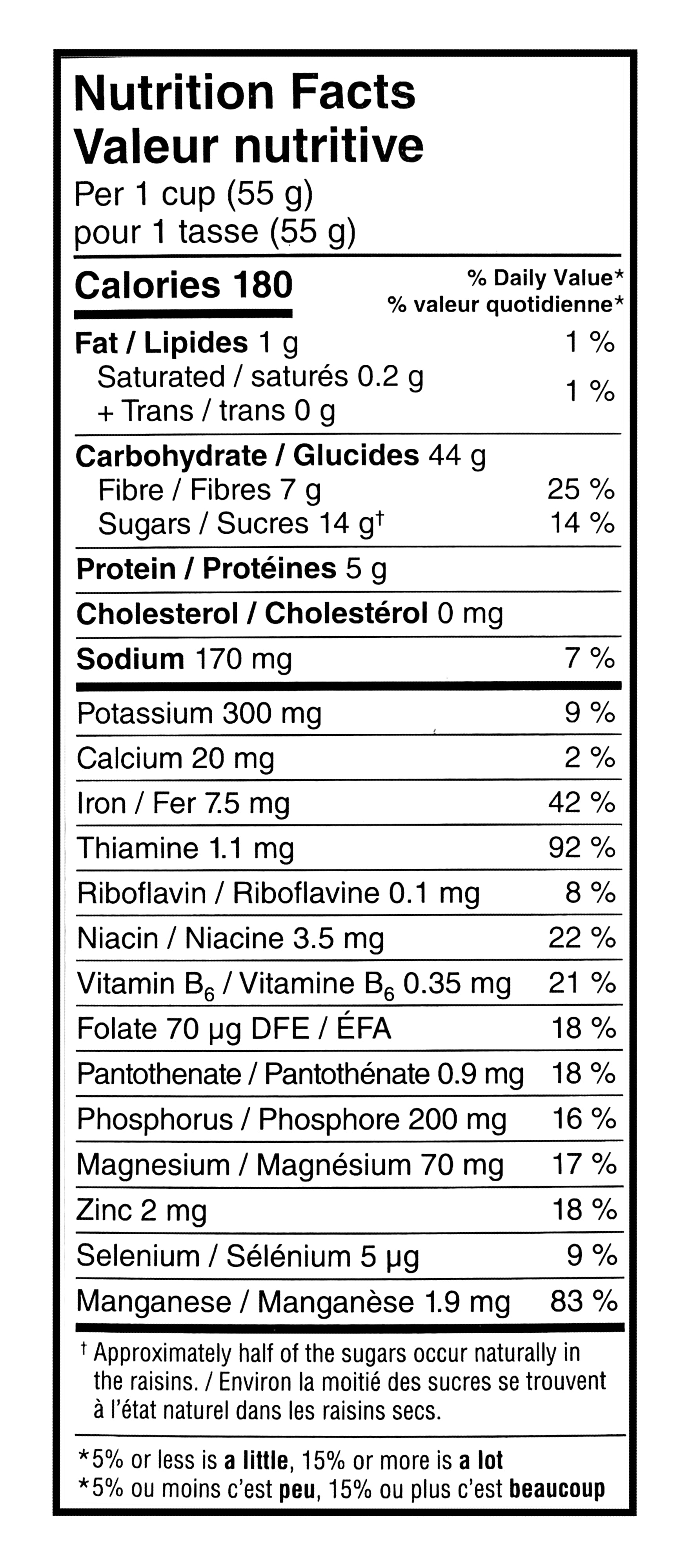 Kellogg's, Two Scoops, Raisin Bran Cereal, 600g/21.2 oz - Nutrition Facts