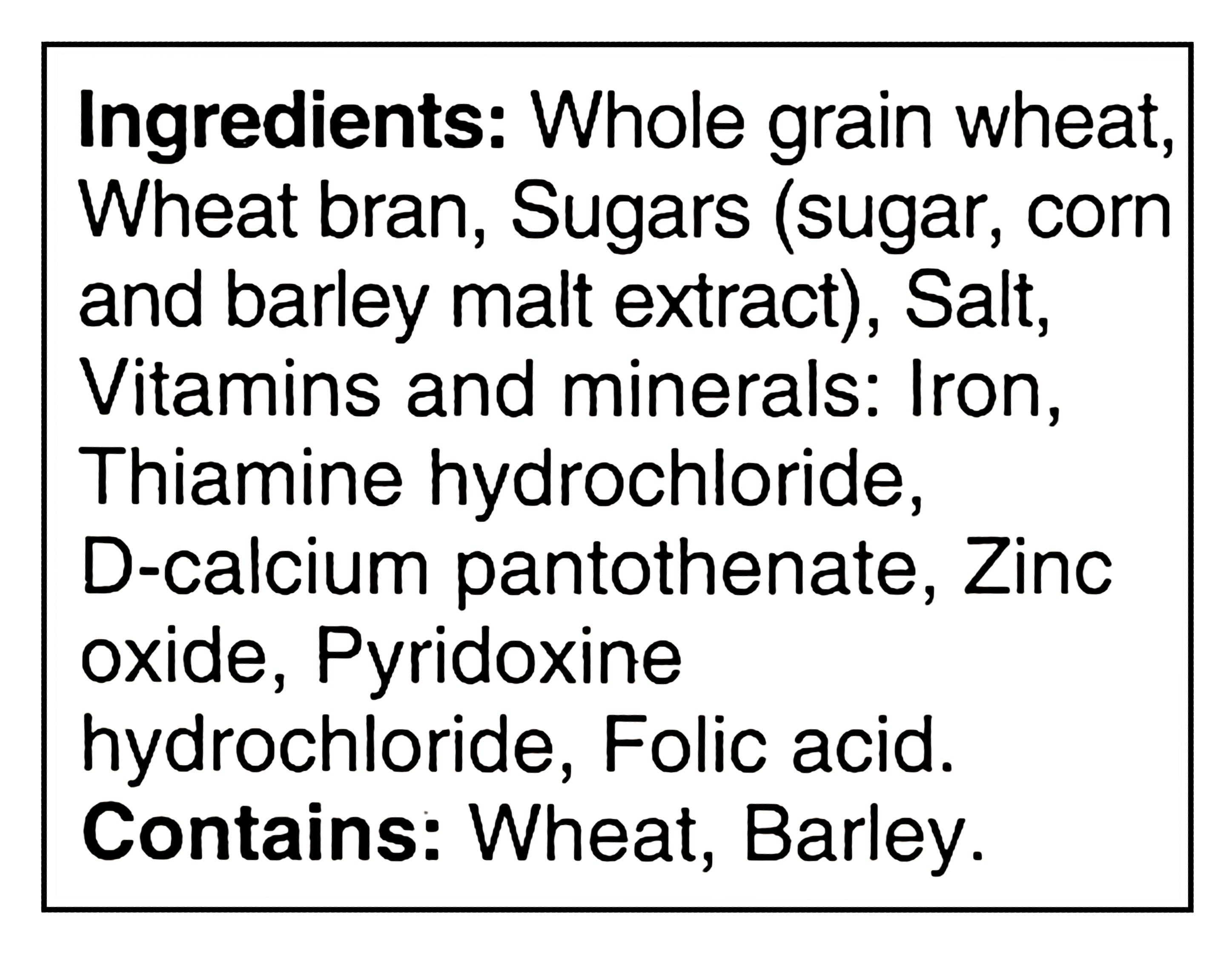 List of ingredients and allergens for Kellogg's All-Bran Flakes Cereal, 405g/0.89 oz 