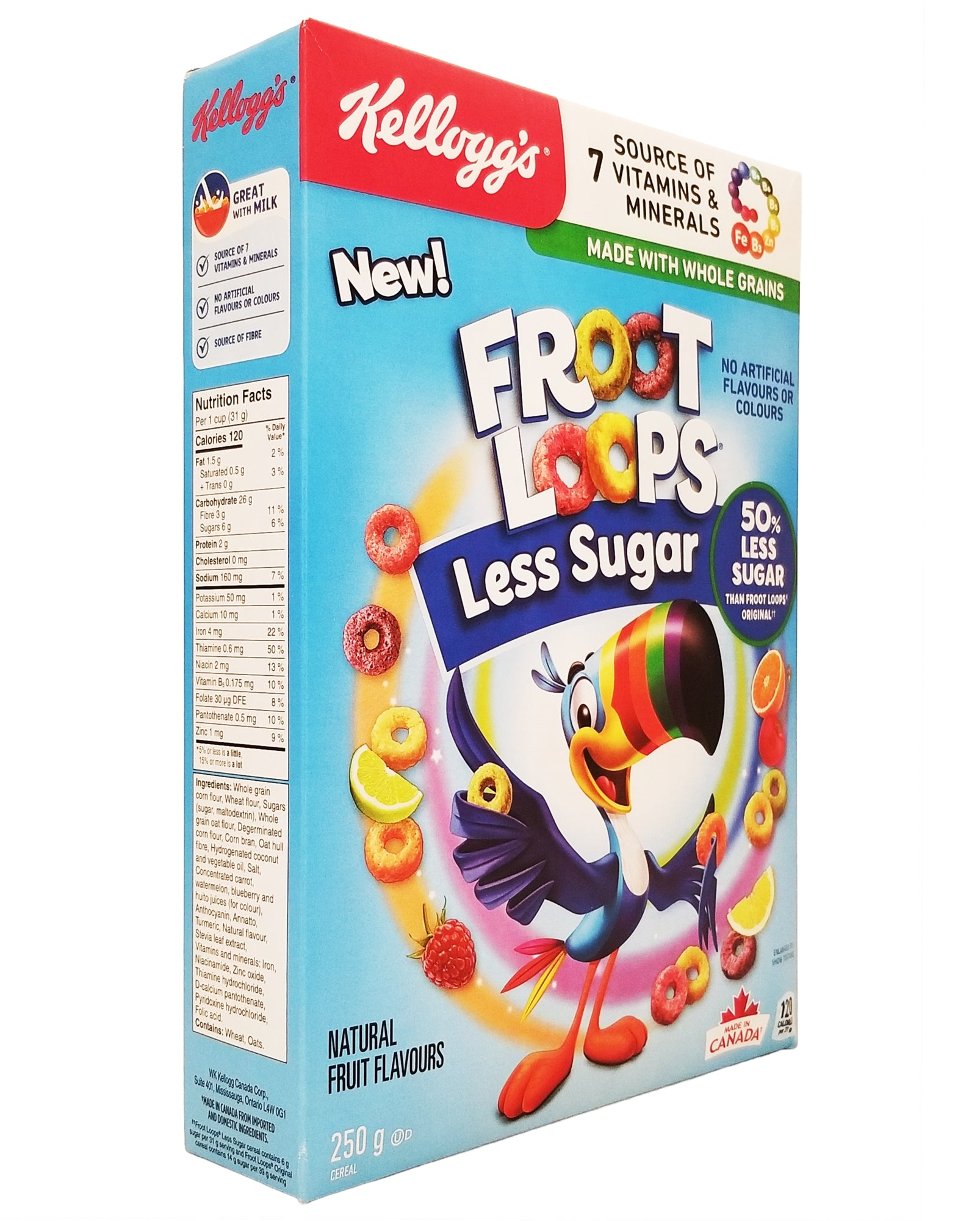 Kellogg's Froot Loops Less Sugar 250g angled package view