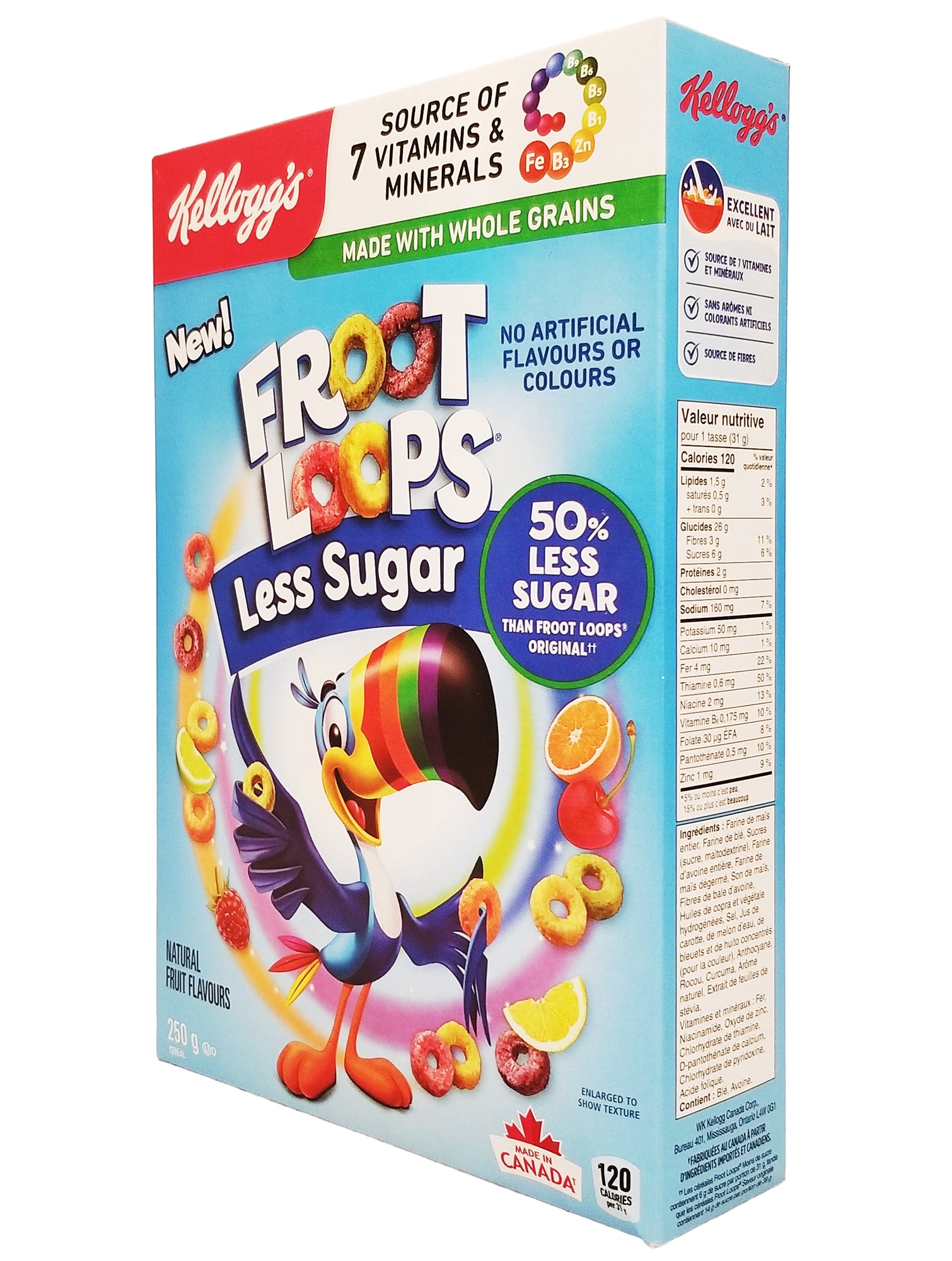 Kellogg's Froot Loops Less Sugar 250g angled package view 2