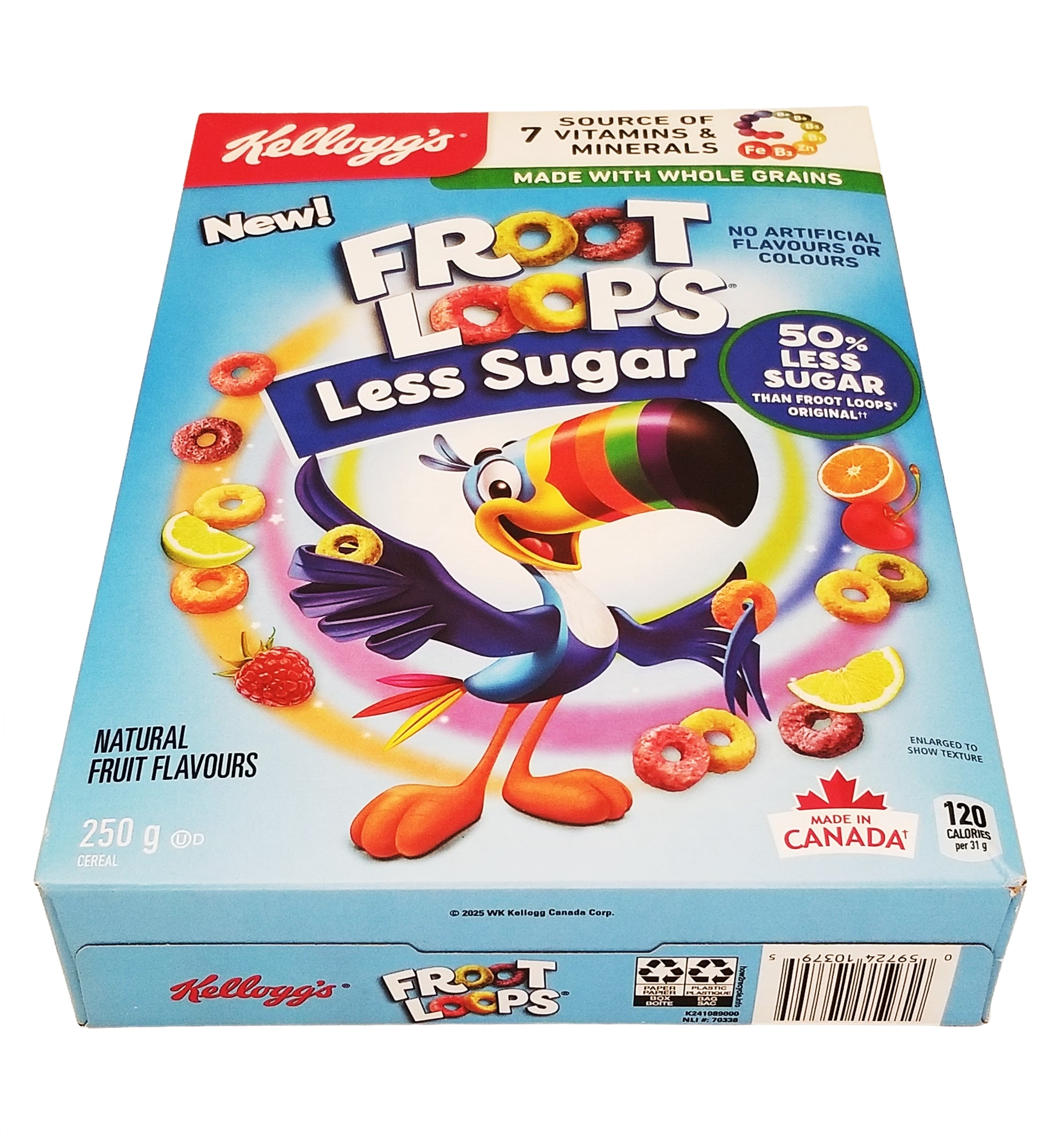 Kellogg's Froot Loops Less Sugar 250g UPC barcode