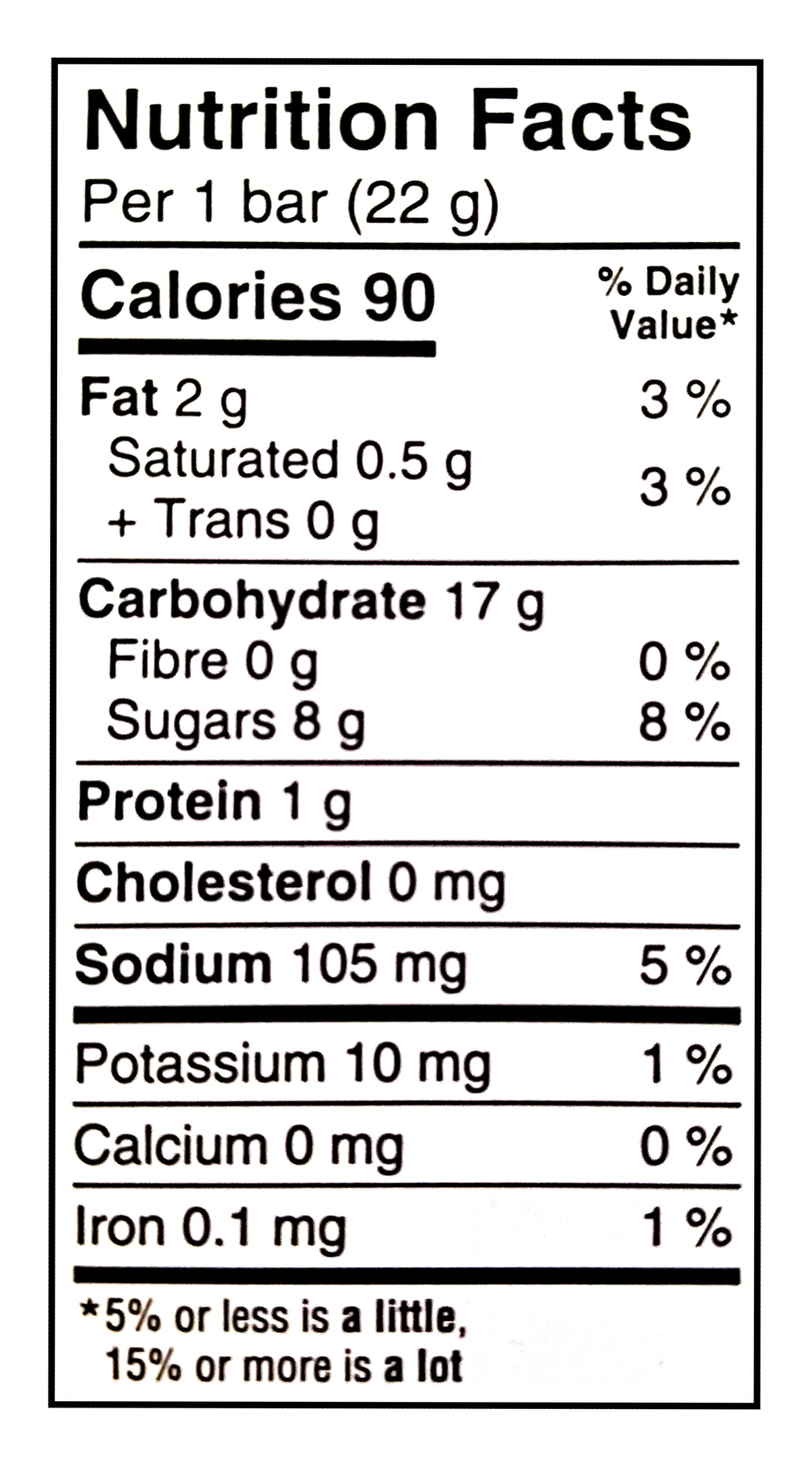 Nutrition facts label for Kellogg's Original Rice Krispies Bars 176g/6.2 oz on a white background