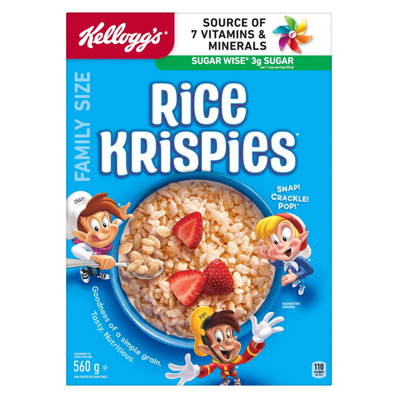 Kellogg's, Rice Krispies Cereal, 560g/19.6 oz., Box Cover