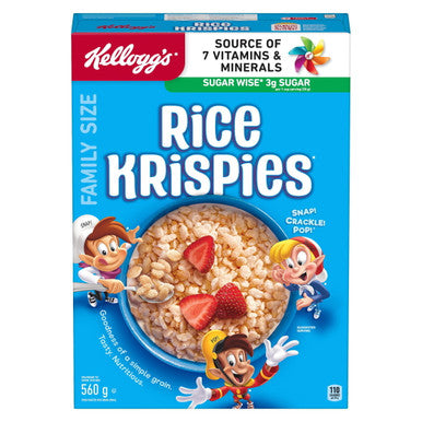 Kellogg's, Rice Krispies Cereal, 560g/19.6 oz., Box Front Side