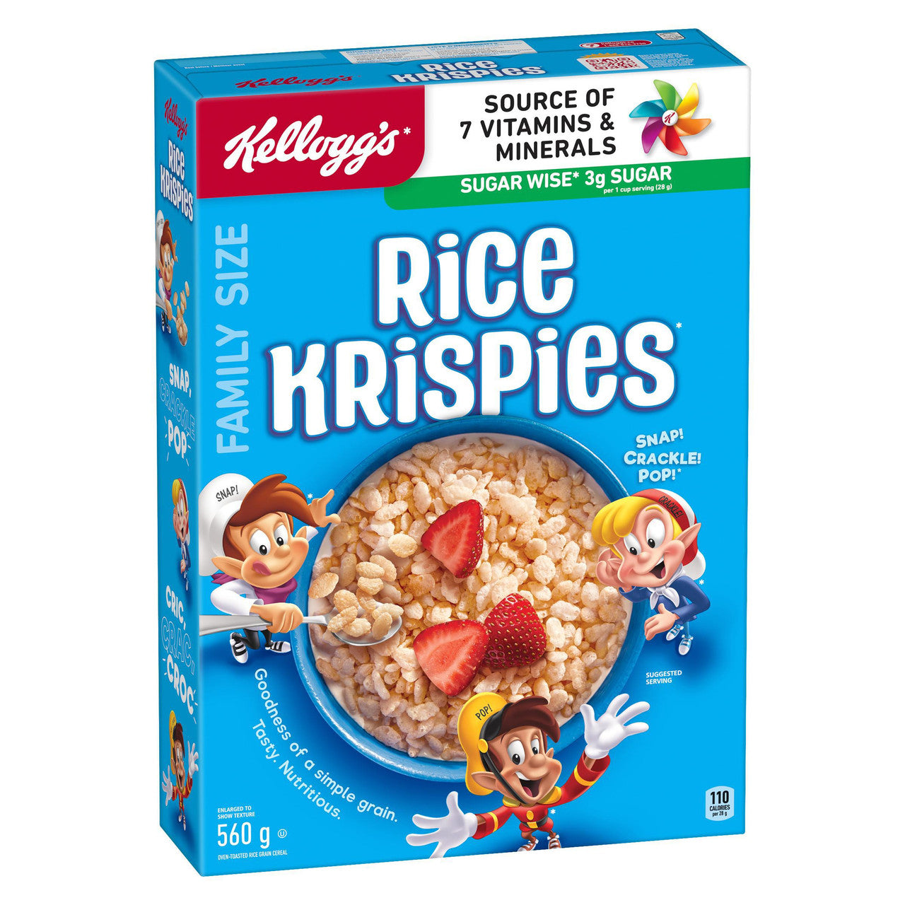 Kellogg's, Rice Krispies Cereal, 560g/19.6 oz., Box Left Angle