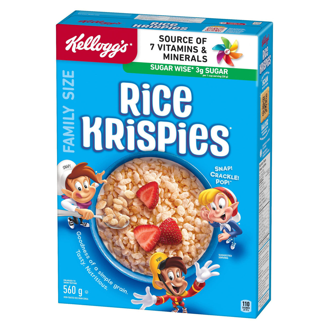 Kellogg's, Rice Krispies Cereal, 560g/19.6 oz., Box Right Angle