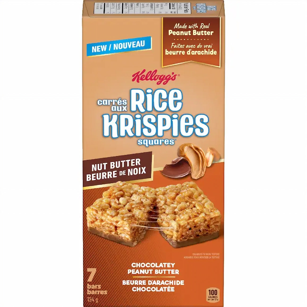 Box of Kellogg's Rice Krispies Nut Butter squares on a white background